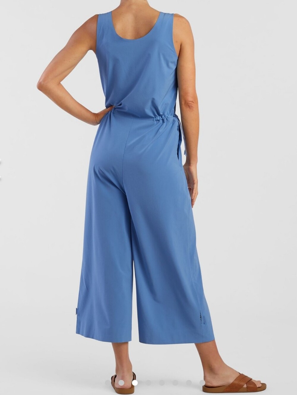 Title Nine Round Trip Jumpsuit Large Blue UPF 50 Travel Wide Leg Romper - Picture 5 of 7